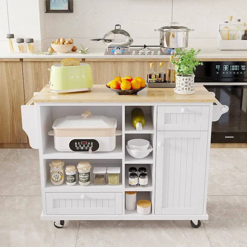 Carrello da Cucina con Isola e Contenitore
