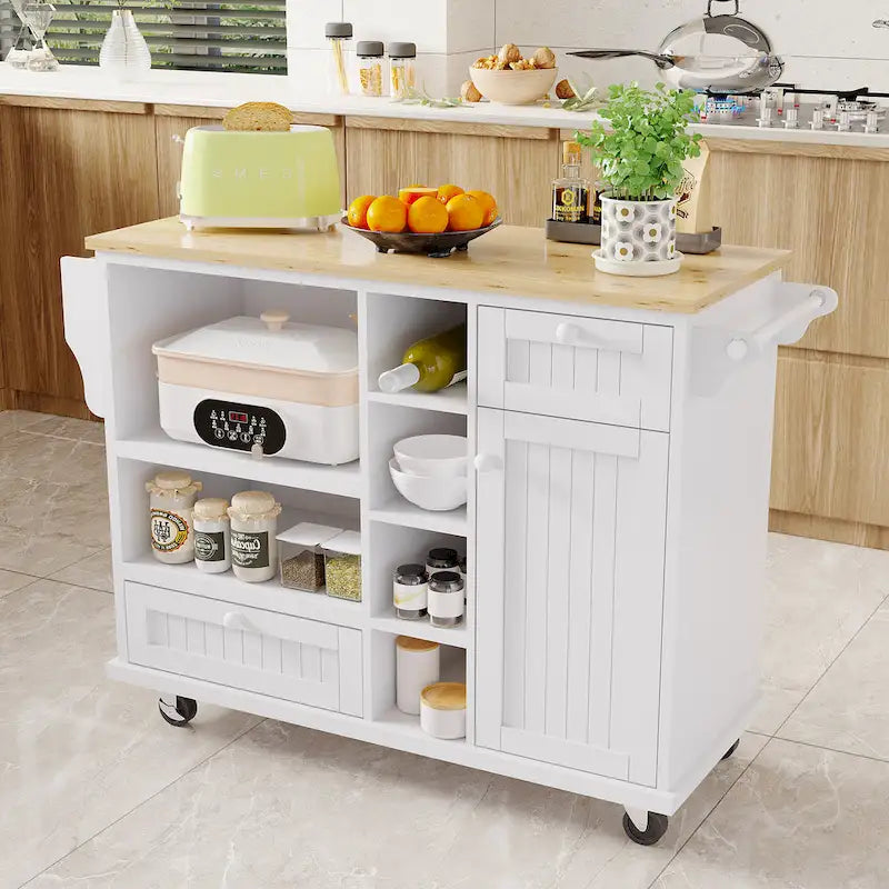 Carrello da Cucina con Isola e Contenitore