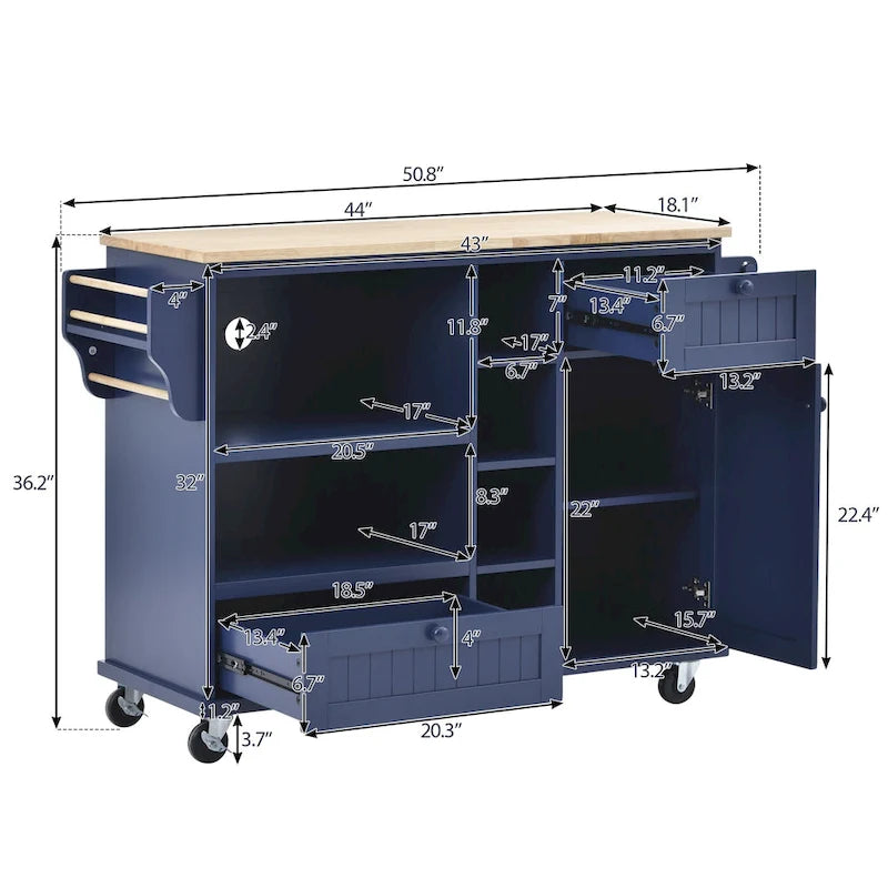 Carrello da Cucina con Isola e Contenitore