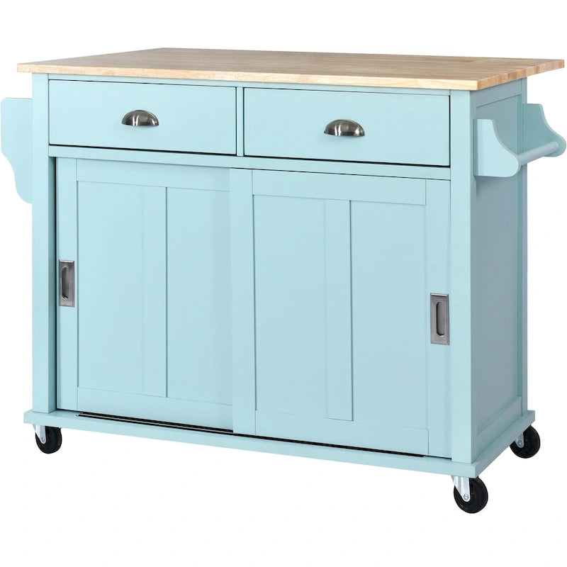 Carrello da cucina con piano d'appoggio ribaltabile in legno di gomma, anta scorrevole a scomparsa con altezza regolabile