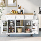 Carrello da Cucina con Piano a Ribalta in Legno di Gomma
