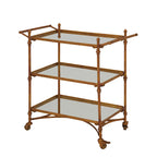 Carrello da bar in metallo laminato con 3 ripiani a specchio e maniglie - Ottone - 18L x 35P x 33A