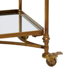 Carrello da bar in metallo laminato con 3 ripiani a specchio e maniglie - Ottone - 18L x 35P x 33A