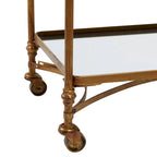 Carrello da bar in metallo laminato con 3 ripiani a specchio e maniglie - Ottone - 18L x 35P x 33A