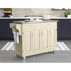 Carrello da cucina Island White con finitura in acciaio inossidabile