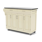 Carrello da cucina Island White con finitura in acciaio inossidabile