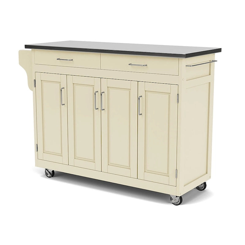 Carrello da cucina Island White con finitura in acciaio inossidabile