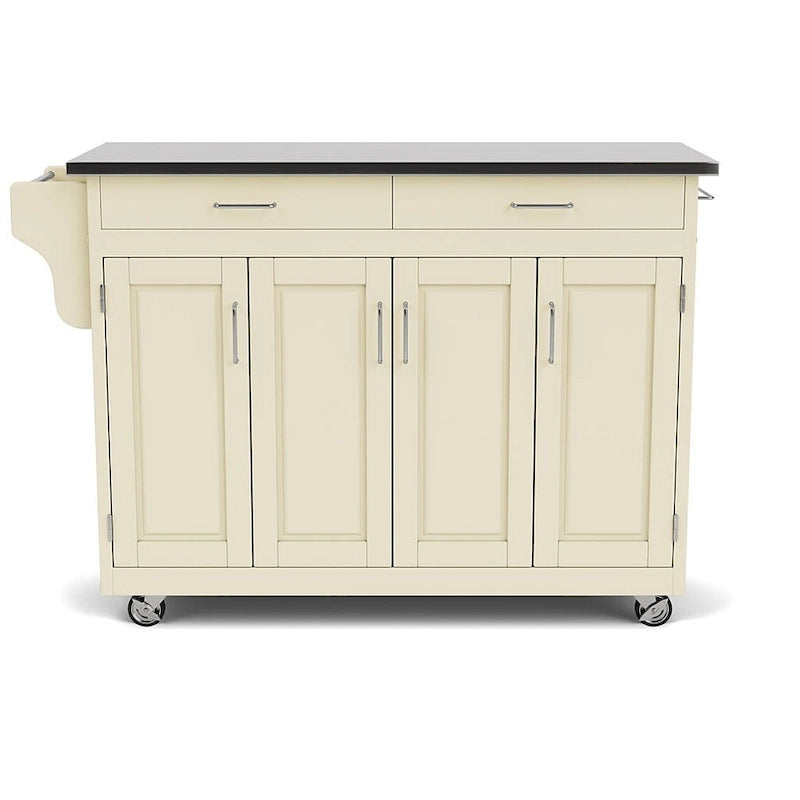 Carrello da cucina Island White con finitura in acciaio inossidabile