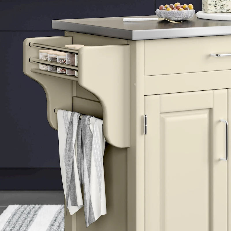 Carrello da cucina Island White con finitura in acciaio inossidabile