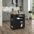 Kitchen Island Rolling Cart on Wheels with Storage Cabinet (Black)