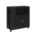 Carrello con isola per cucina su ruote con armadietto (Nero)