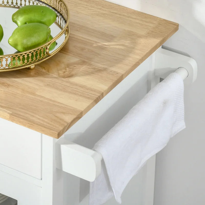 Carrello da cucina su ruote 27" con cassetto e armadietto con anta in vetro, carrello da portata con ripiano regolabile e portasciugamani