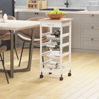32.25 Carrello da Cucina in Legno con Ruote Girevoli a 360 Gradi, Ampio Spazio di Archiviazione e Struttura Solida