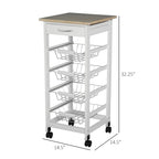 32.25 Carrello da Cucina in Legno con Ruote Girevoli a 360 Gradi, Ampio Spazio di Archiviazione e Struttura Solida
