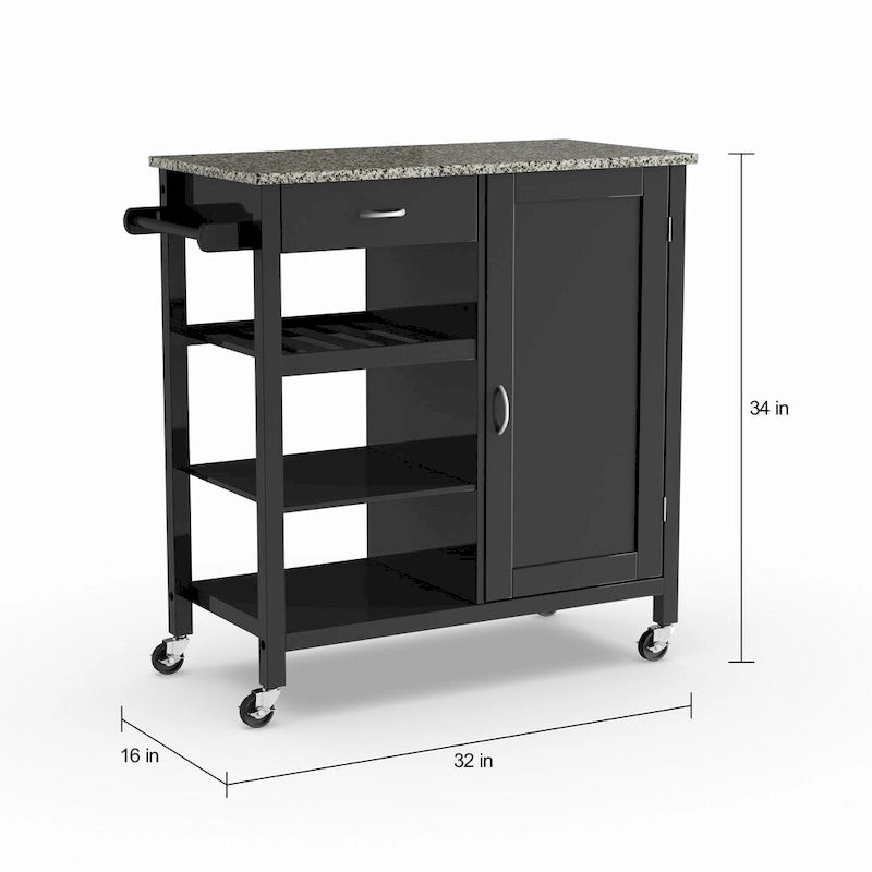 Carrello da cucina in legno a 3 ripiani