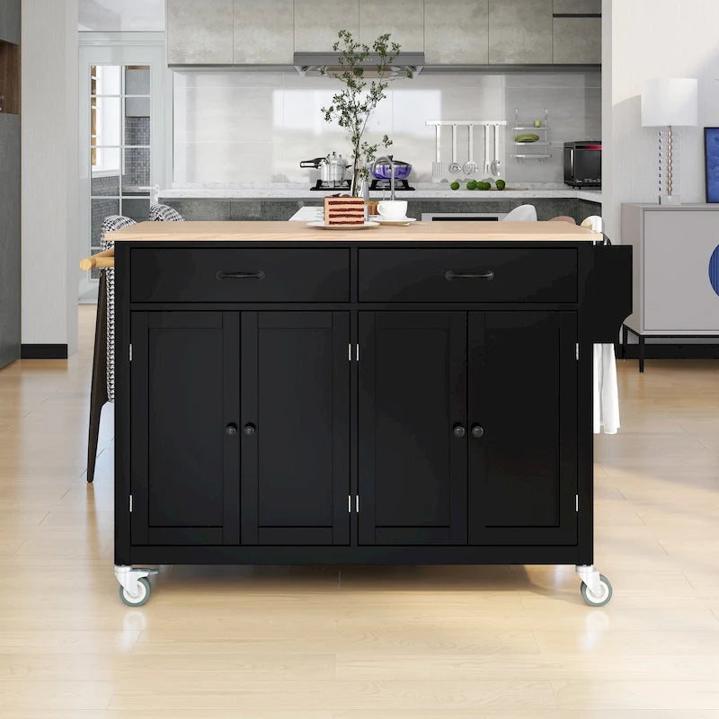 Carrello da cucina con piano in legno massello