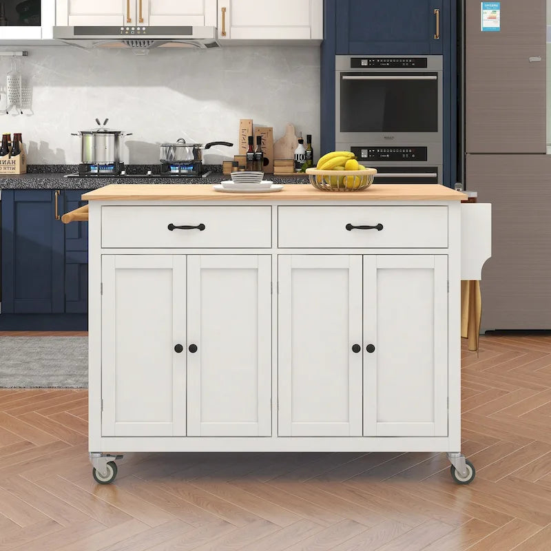 Carrello da cucina con piano in legno massello