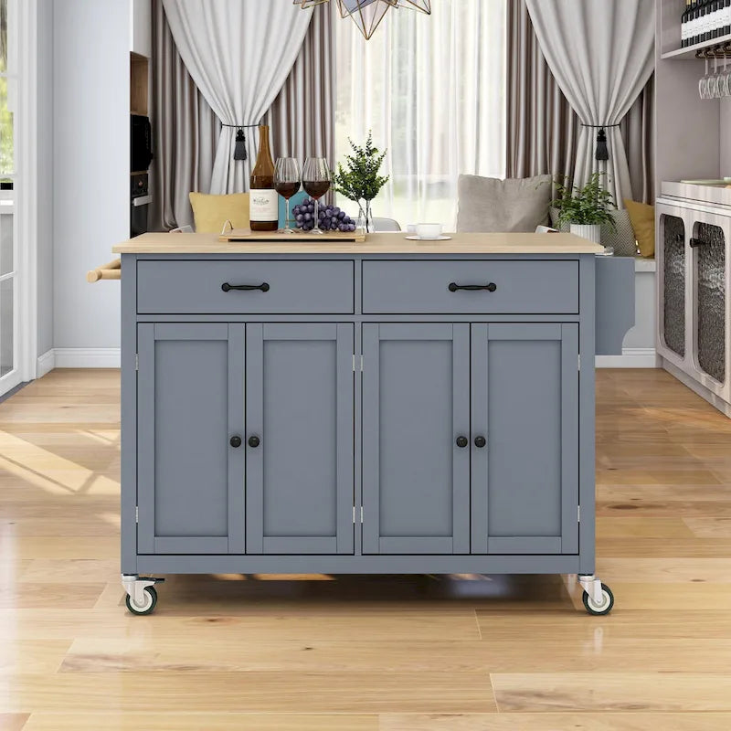 Carrello da cucina con piano in legno massello