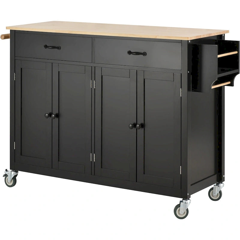 Carrello da cucina con piano in legno massello