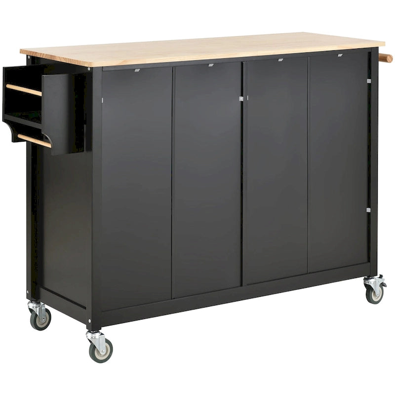 Carrello da cucina con piano in legno massello