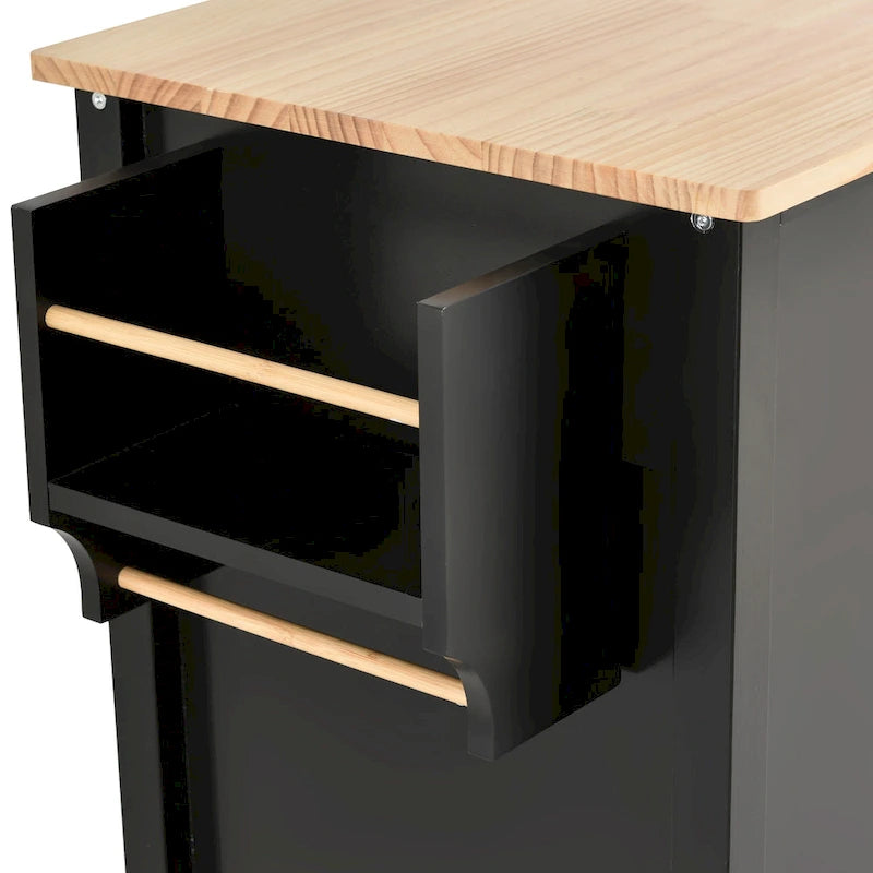 Carrello da cucina con piano in legno massello