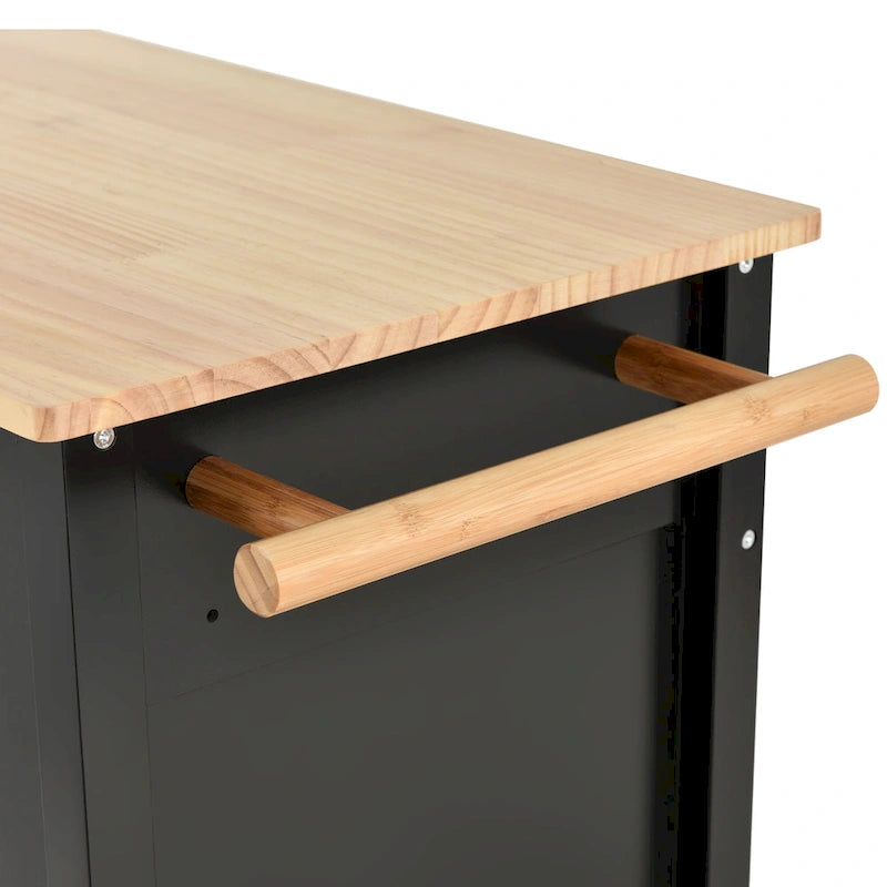 Carrello da cucina con piano in legno massello