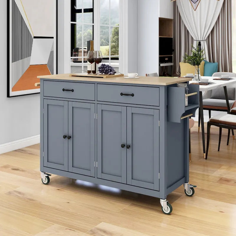 Carrello da cucina con piano in legno massello