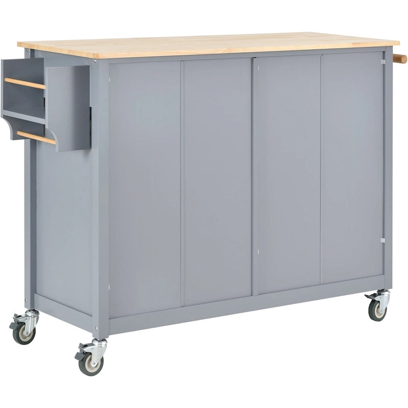 Carrello da cucina con piano in legno massello