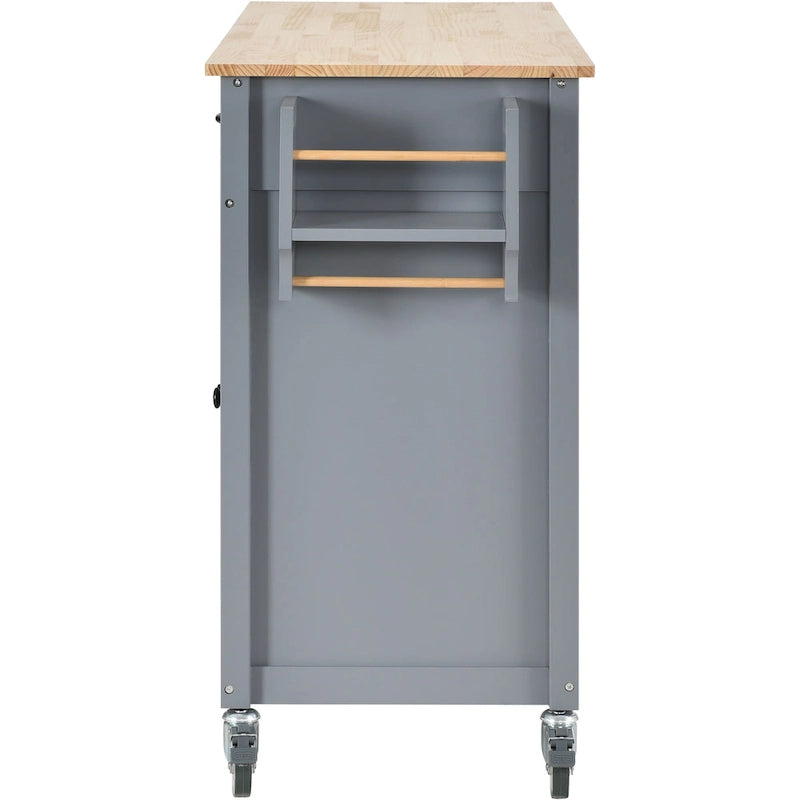 Carrello da cucina con piano in legno massello