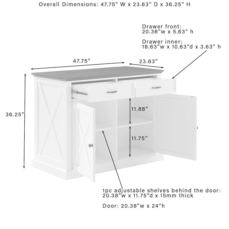 Isola cucina con sgabelli - 50p x 47.75l x 36.25h