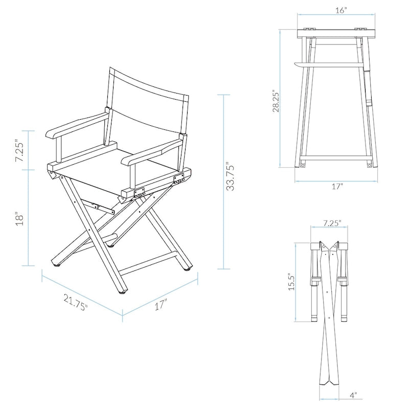 18 Sedia da Regista Honey Oak Frame-Congo BongoNatural - 21.75L x 17P x 33.75A