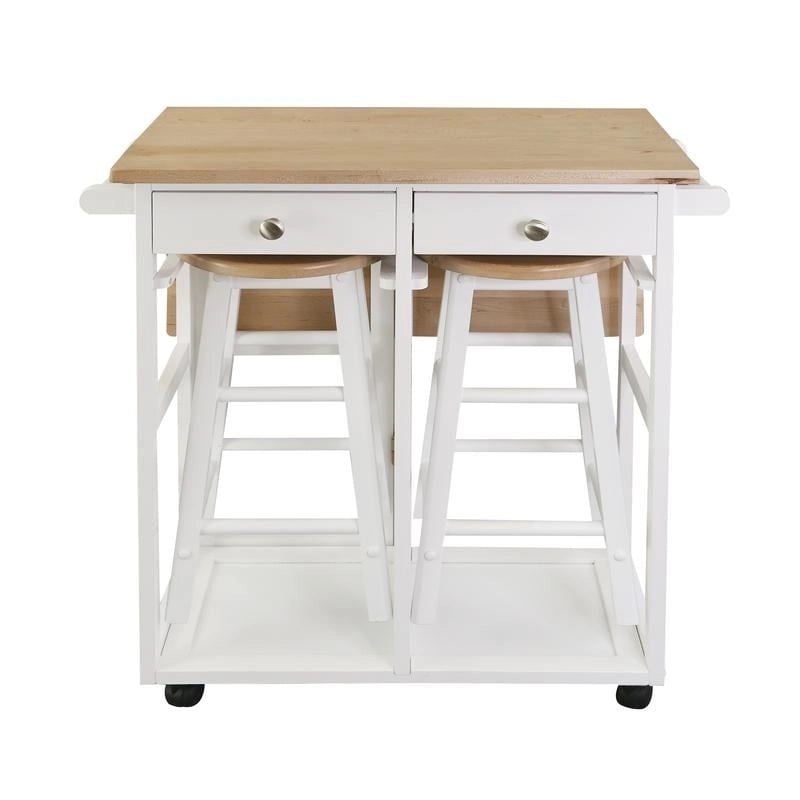 Carrello da Colazione in Legno con Tavolo a Ribalta, Piano in Acero Americano - Non Disponibile