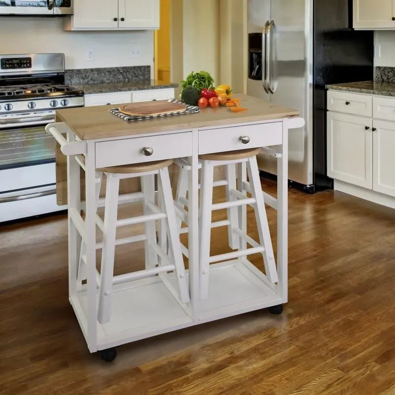 Carrello da Colazione in Legno con Tavolo a Ribalta, Piano in Acero Americano - Non Disponibile