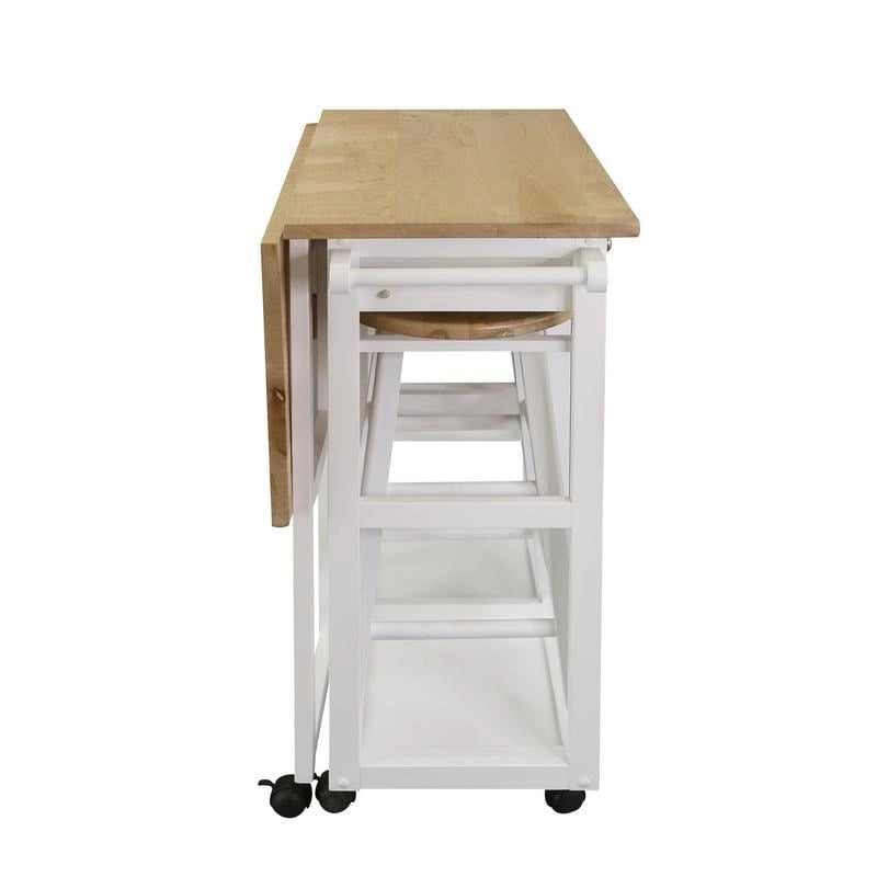 Carrello da Colazione in Legno con Tavolo a Ribalta, Piano in Acero Americano - Non Disponibile