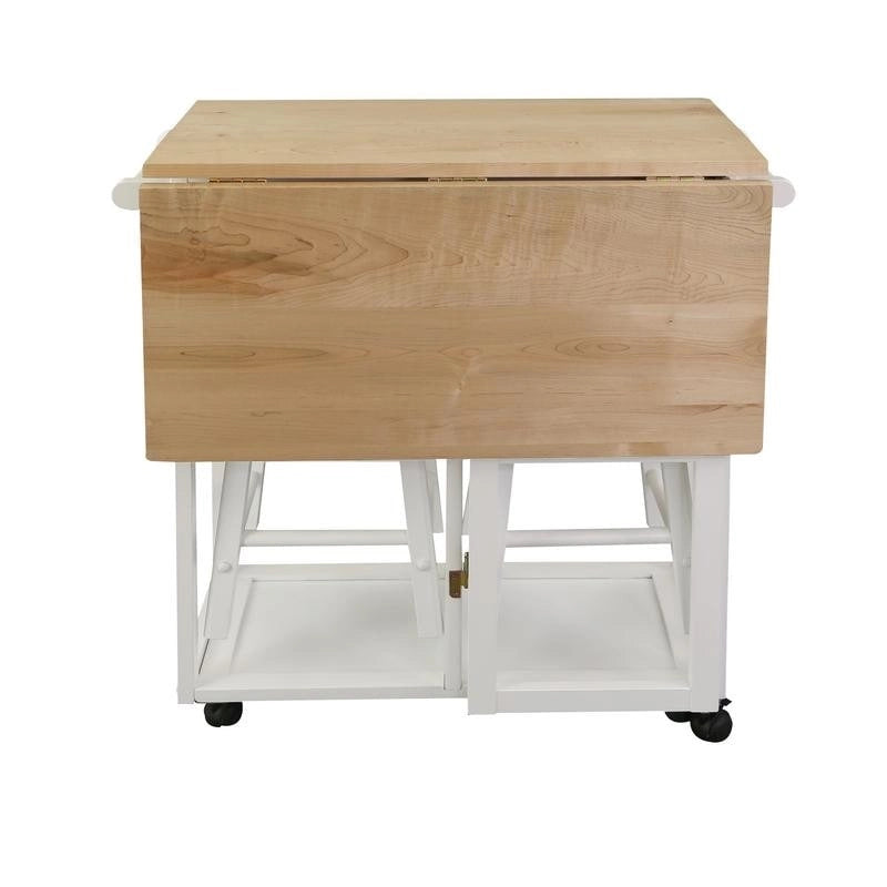 Carrello da Colazione in Legno con Tavolo a Ribalta, Piano in Acero Americano - Non Disponibile