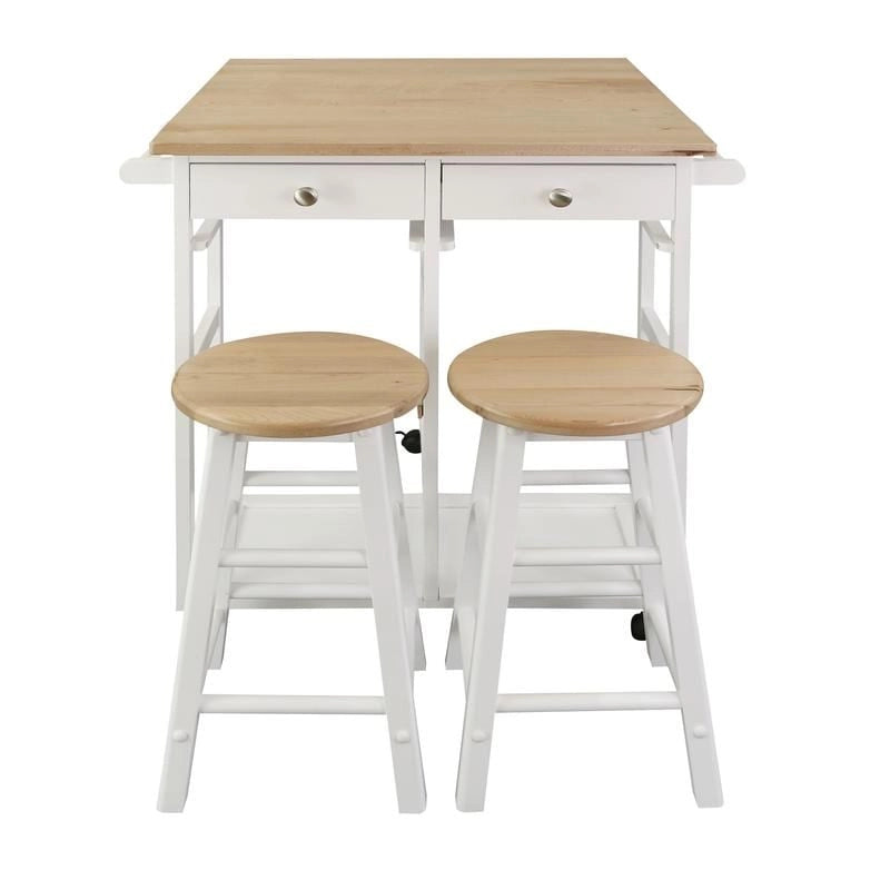 Carrello da Colazione in Legno con Tavolo a Ribalta, Piano in Acero Americano - Non Disponibile