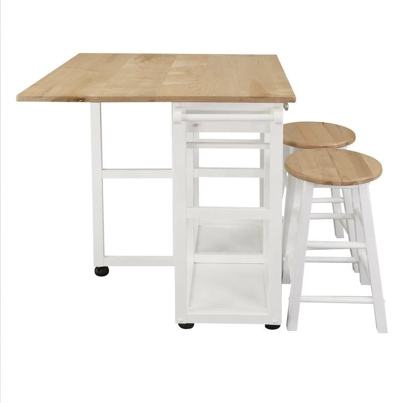 Carrello da Colazione in Legno con Tavolo a Ribalta, Piano in Acero Americano - Non Disponibile