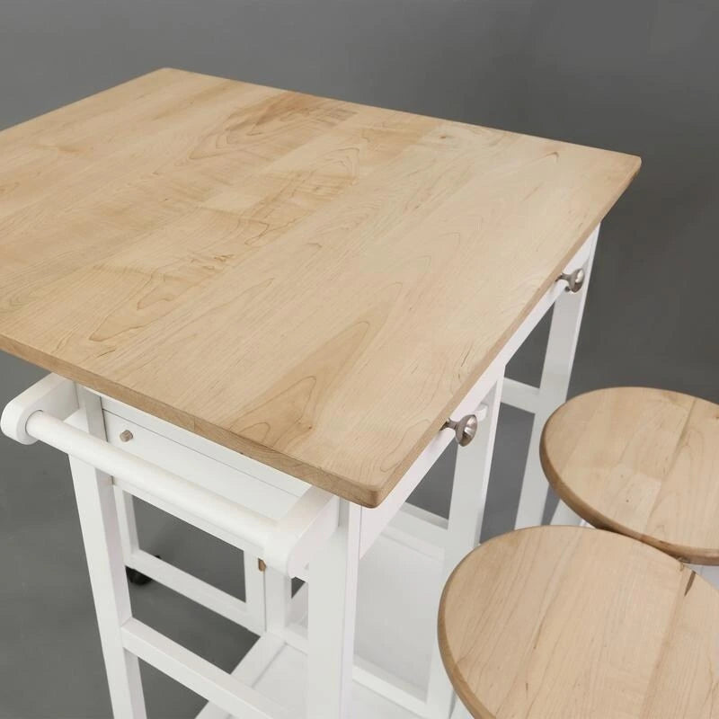 Carrello da Colazione in Legno con Tavolo a Ribalta, Piano in Acero Americano - Non Disponibile
