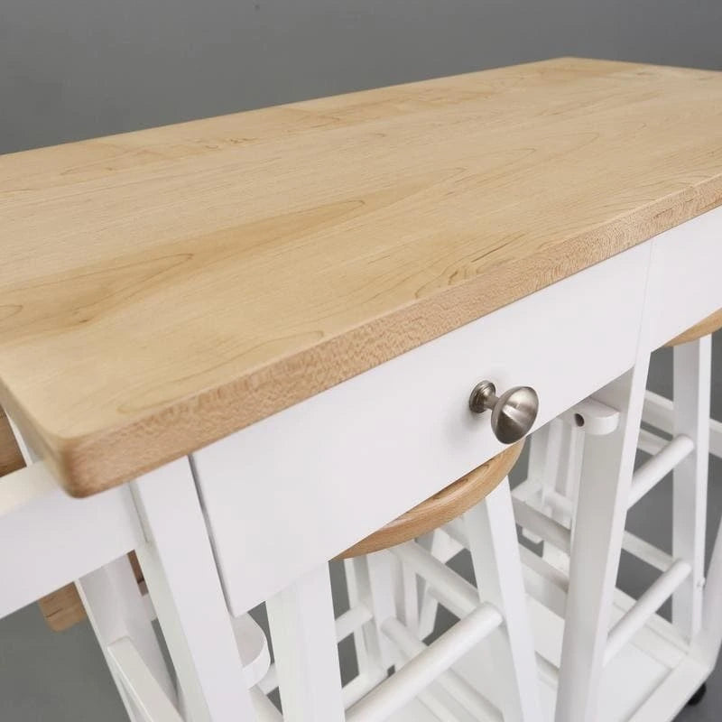 Carrello da Colazione in Legno con Tavolo a Ribalta, Piano in Acero Americano - Non Disponibile