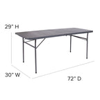 Tavolo pieghevole in plastica per banchetti ed eventi, 30L x 72P, con maniglia per il trasporto - 72P x 30L x 29A