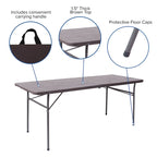 Tavolo pieghevole in plastica per banchetti ed eventi, 30L x 72P, con maniglia per il trasporto - 72P x 30L x 29A