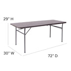 Tavolo pieghevole in plastica per banchetti ed eventi, 30L x 72P, con maniglia per il trasporto - 72P x 30L x 29A
