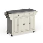 Carrello e isola da cucina con ripiano in acciaio inossidabile finitura bianca - 18p x 51,5l x 36a