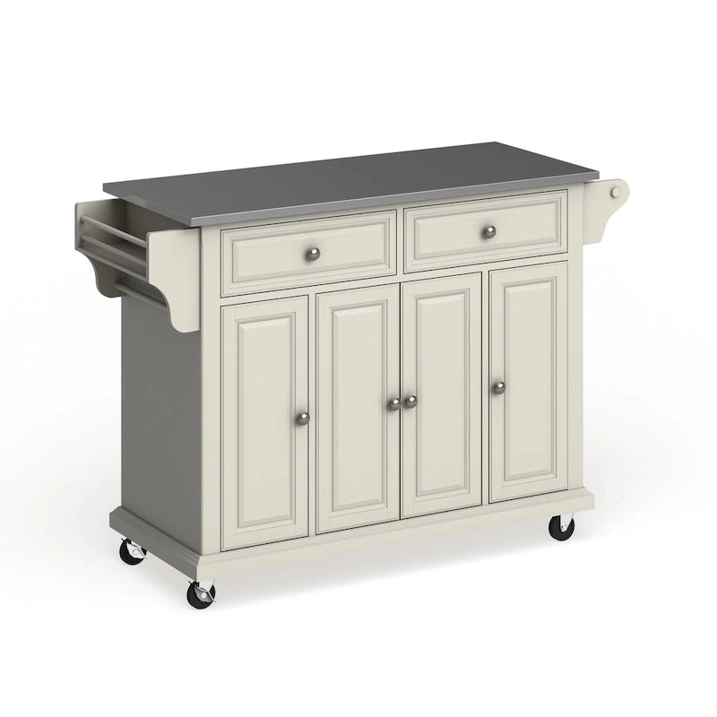 Carrello e isola da cucina con ripiano in acciaio inossidabile finitura bianca - 18p x 51,5l x 36a