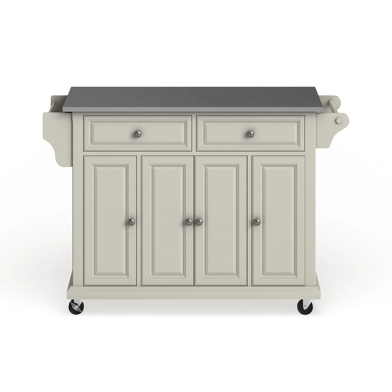 Carrello e isola da cucina con ripiano in acciaio inossidabile finitura bianca - 18p x 51,5l x 36a