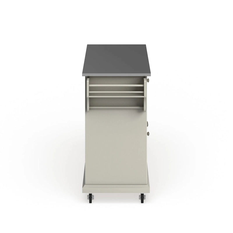 Carrello e isola da cucina con ripiano in acciaio inossidabile finitura bianca - 18p x 51,5l x 36a