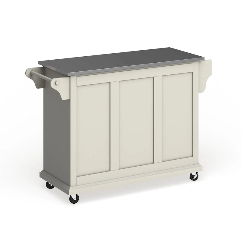 Carrello e isola da cucina con ripiano in acciaio inossidabile finitura bianca - 18p x 51,5l x 36a