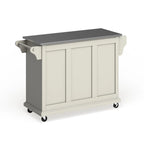 Carrello e isola da cucina con ripiano in acciaio inossidabile finitura bianca - 18p x 51,5l x 36a