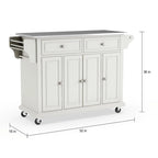 Carrello e isola da cucina con ripiano in acciaio inossidabile finitura bianca - 18p x 51,5l x 36a