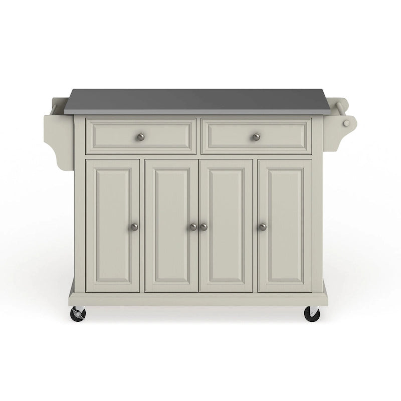 Carrello e isola da cucina con ripiano in acciaio inossidabile finitura bianca - 18p x 51,5l x 36a